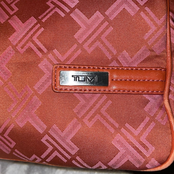 Tumi Vintage Nylon and Leather Signature Small Tote Bag Orange and Pink - Picture 3 of 10